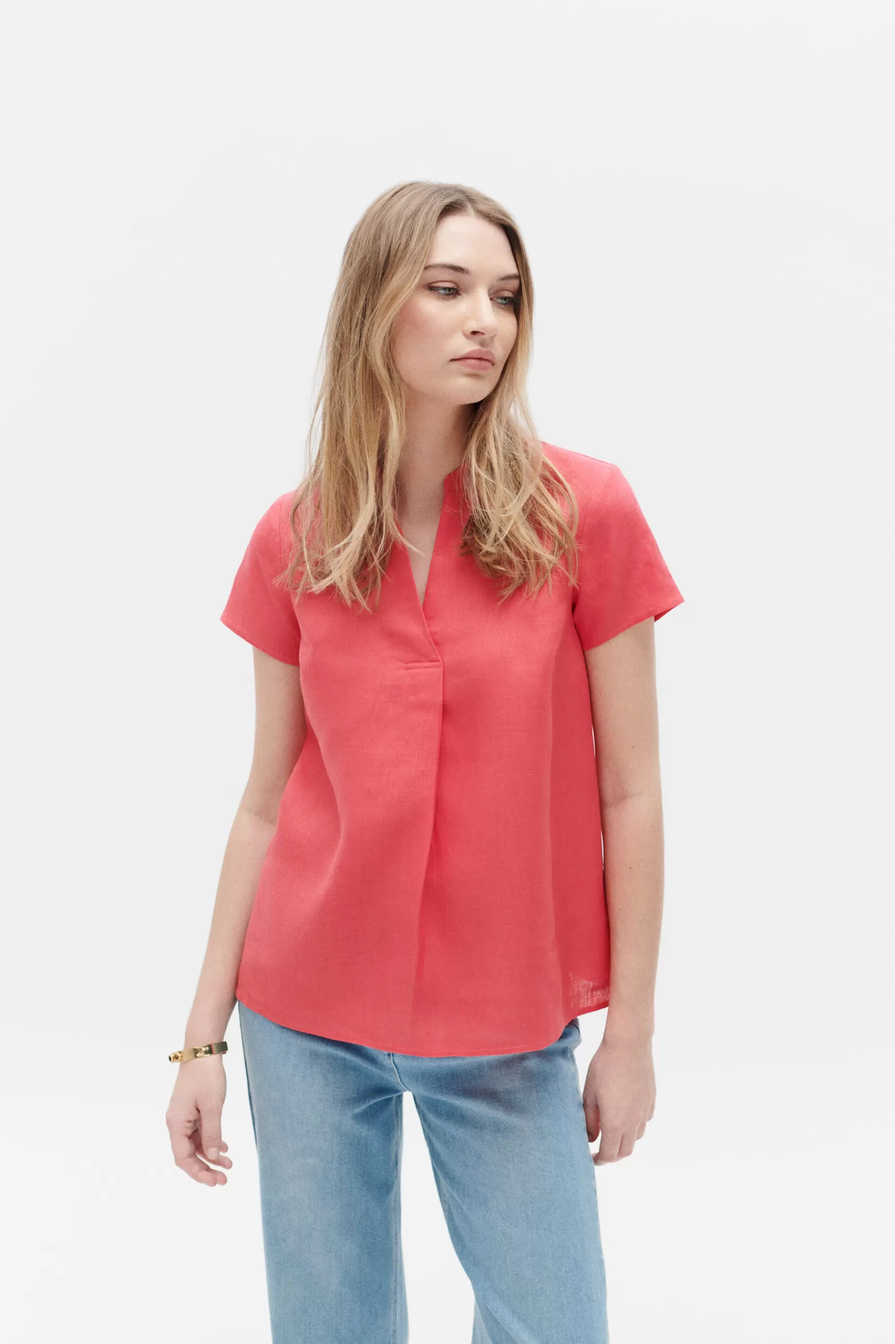 Store Blouse Kat 100% Lin Femme Chemises