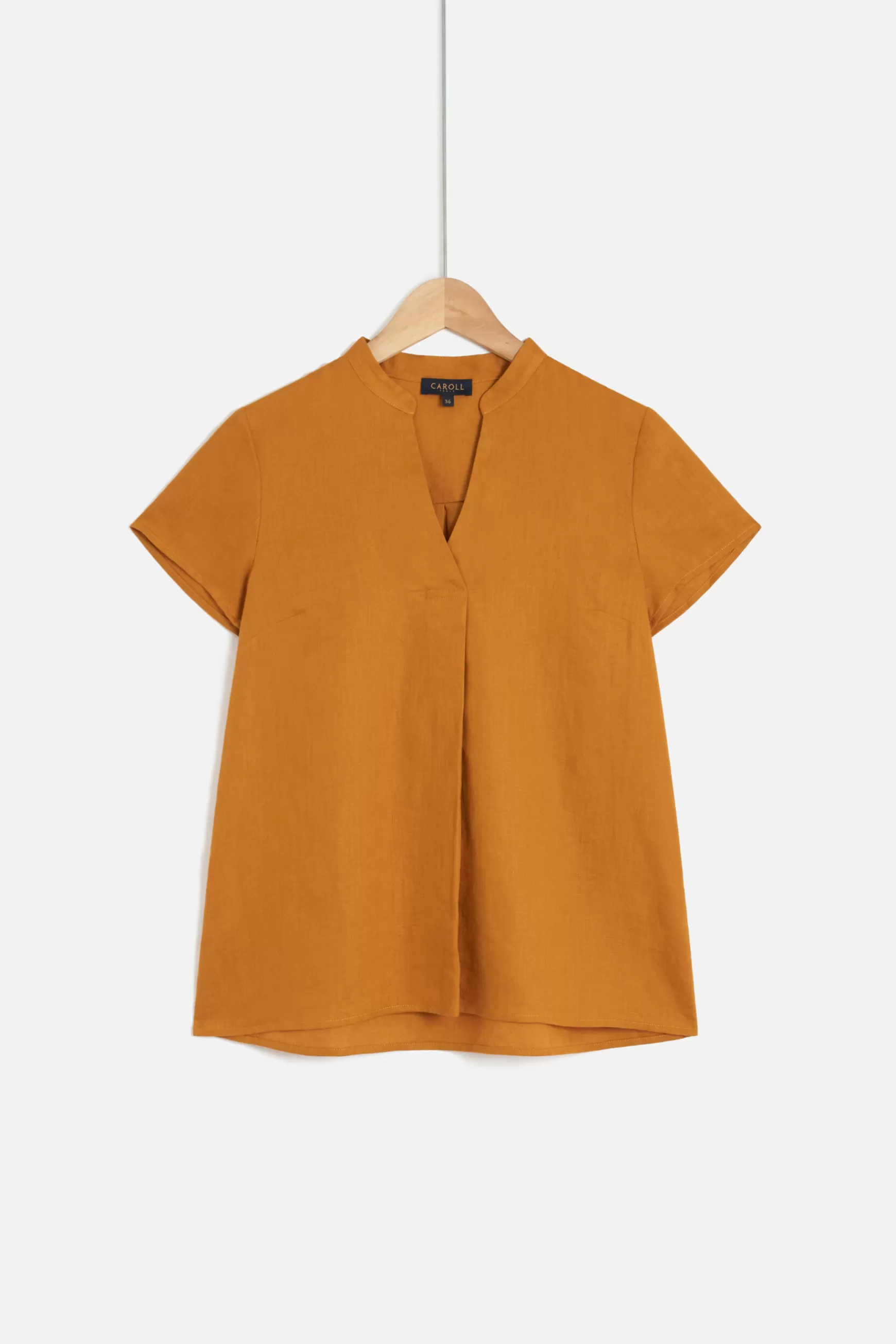 Online Blouse Kat 100% Lin Jaune Moutarde Femme Chemises