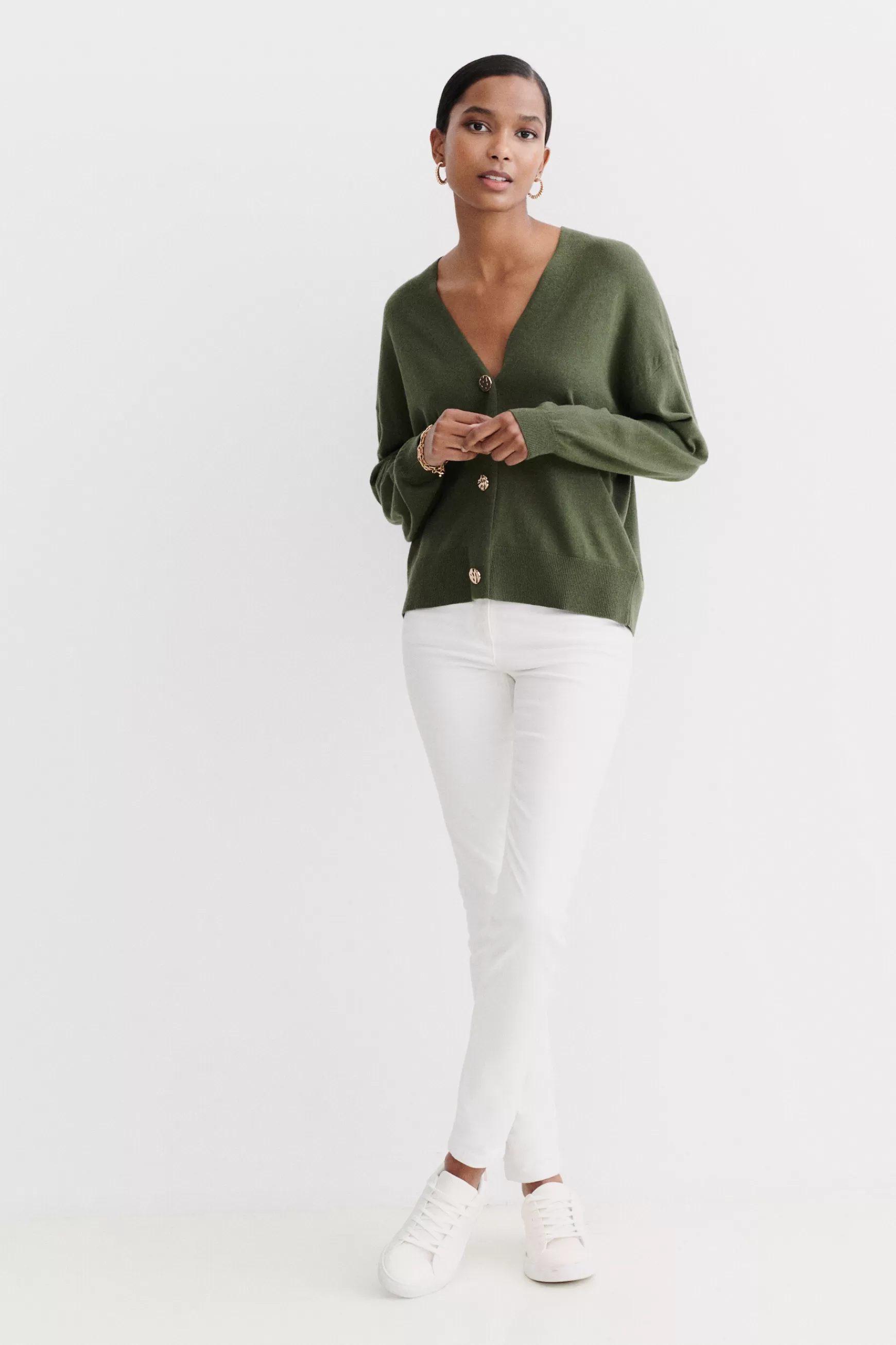 Shop Gilet Valeria Vert Kaki Femme Gilets