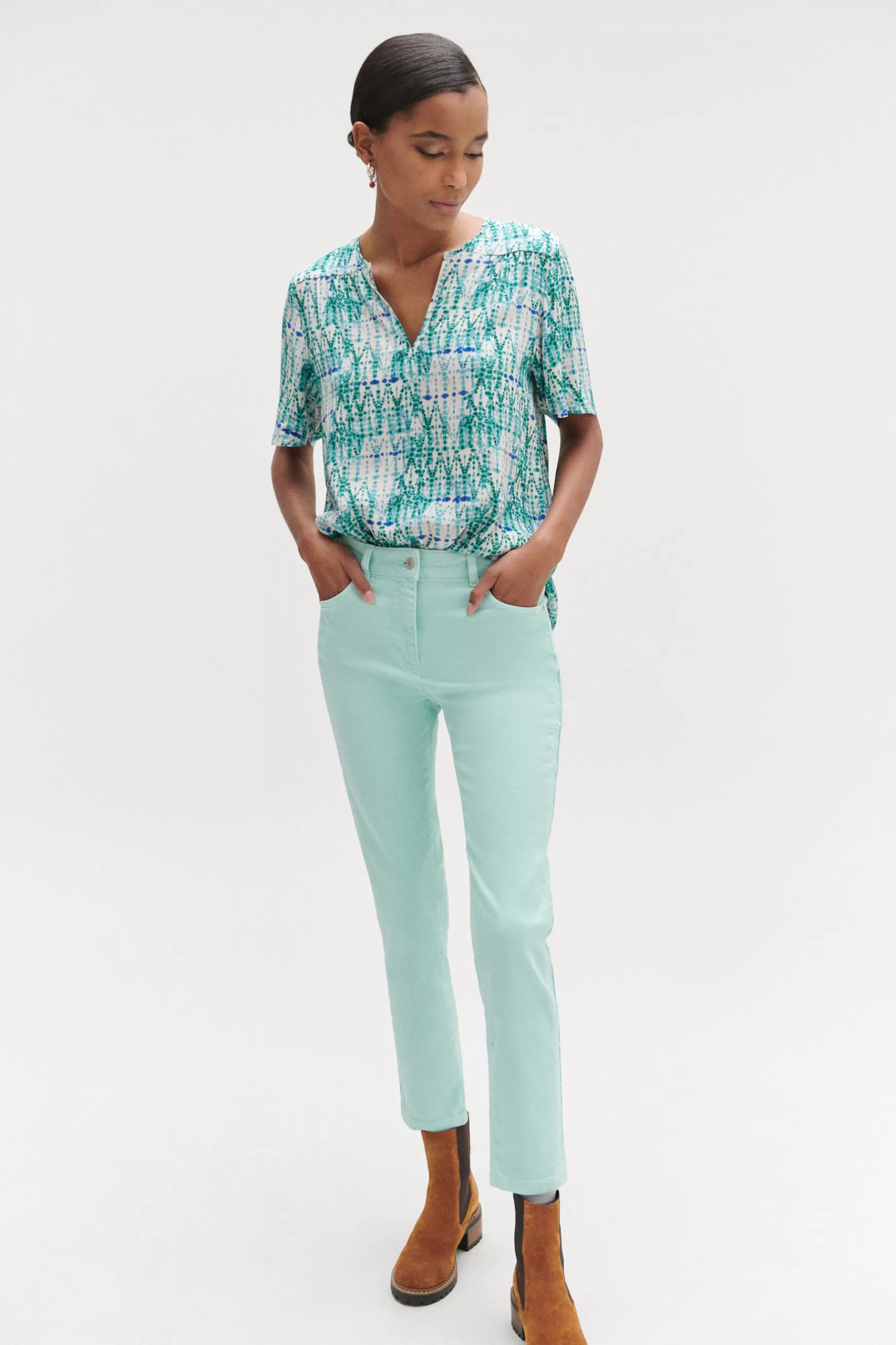 New Jean Dalston Colore A Details Brodes Femme Pantalons