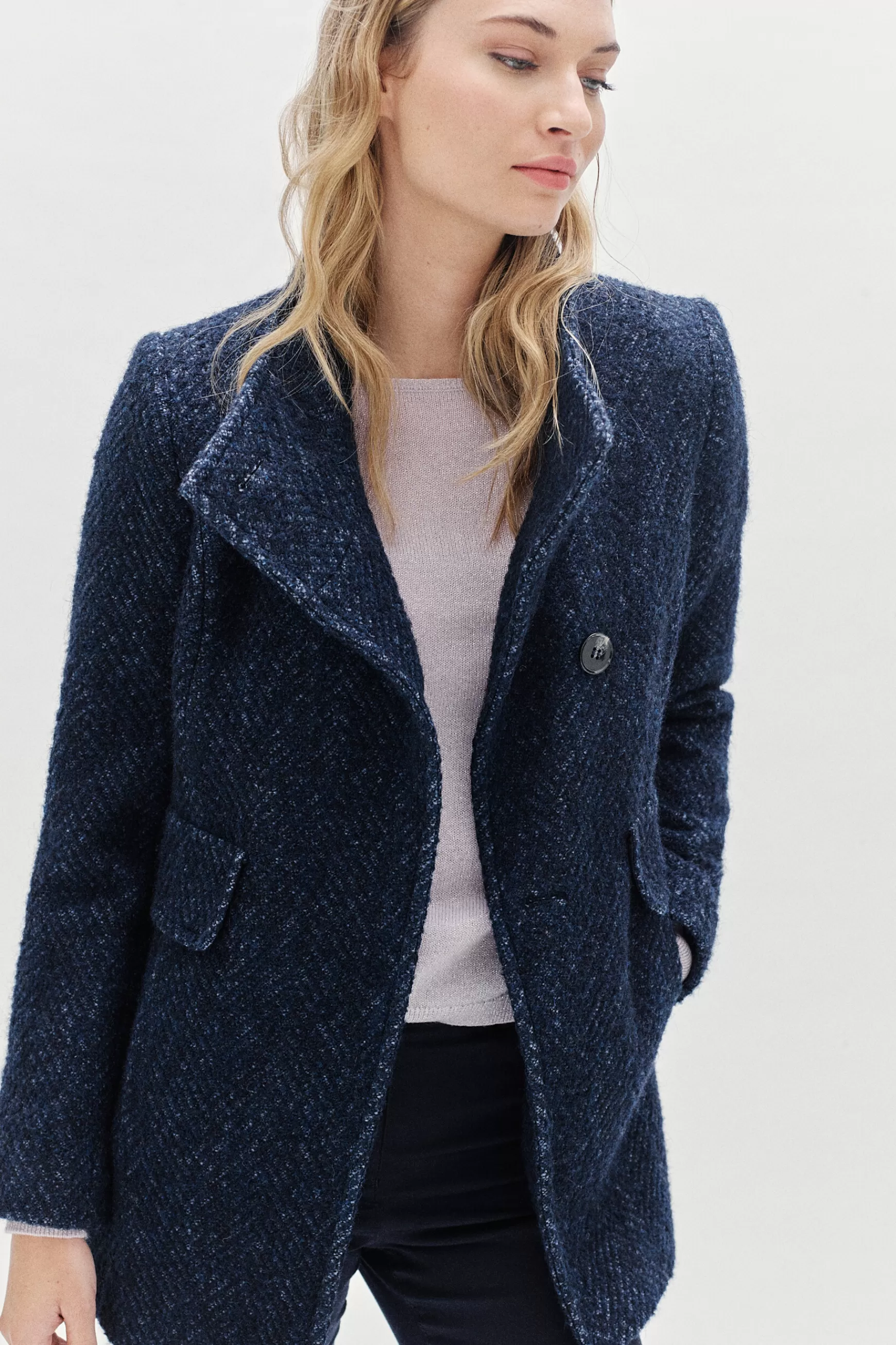 Sale Manteau Ali Bleu Marine Femme Manteaux