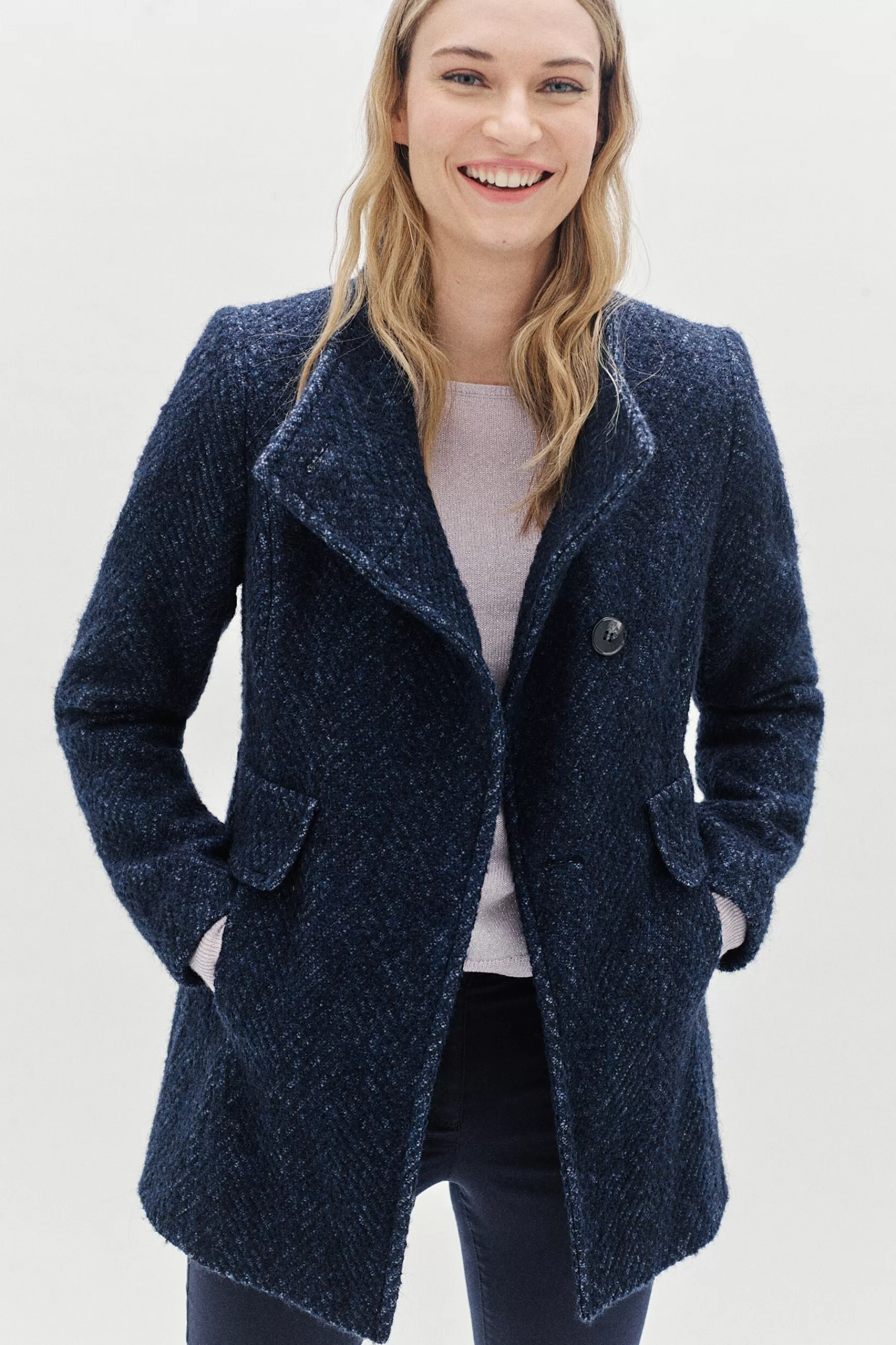 Sale Manteau Ali Bleu Marine Femme Manteaux