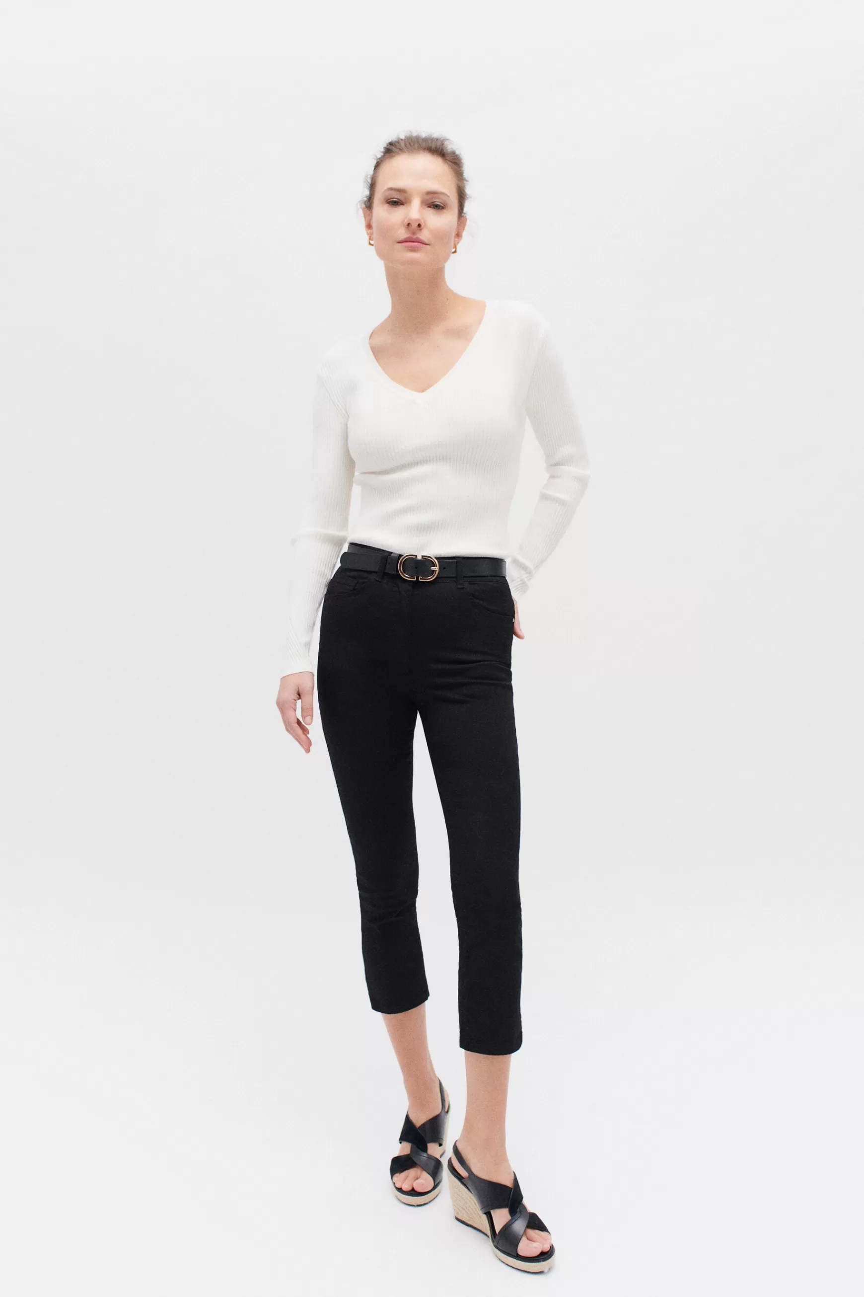 Online Pantacourt Mason Noir Femme Pantalons