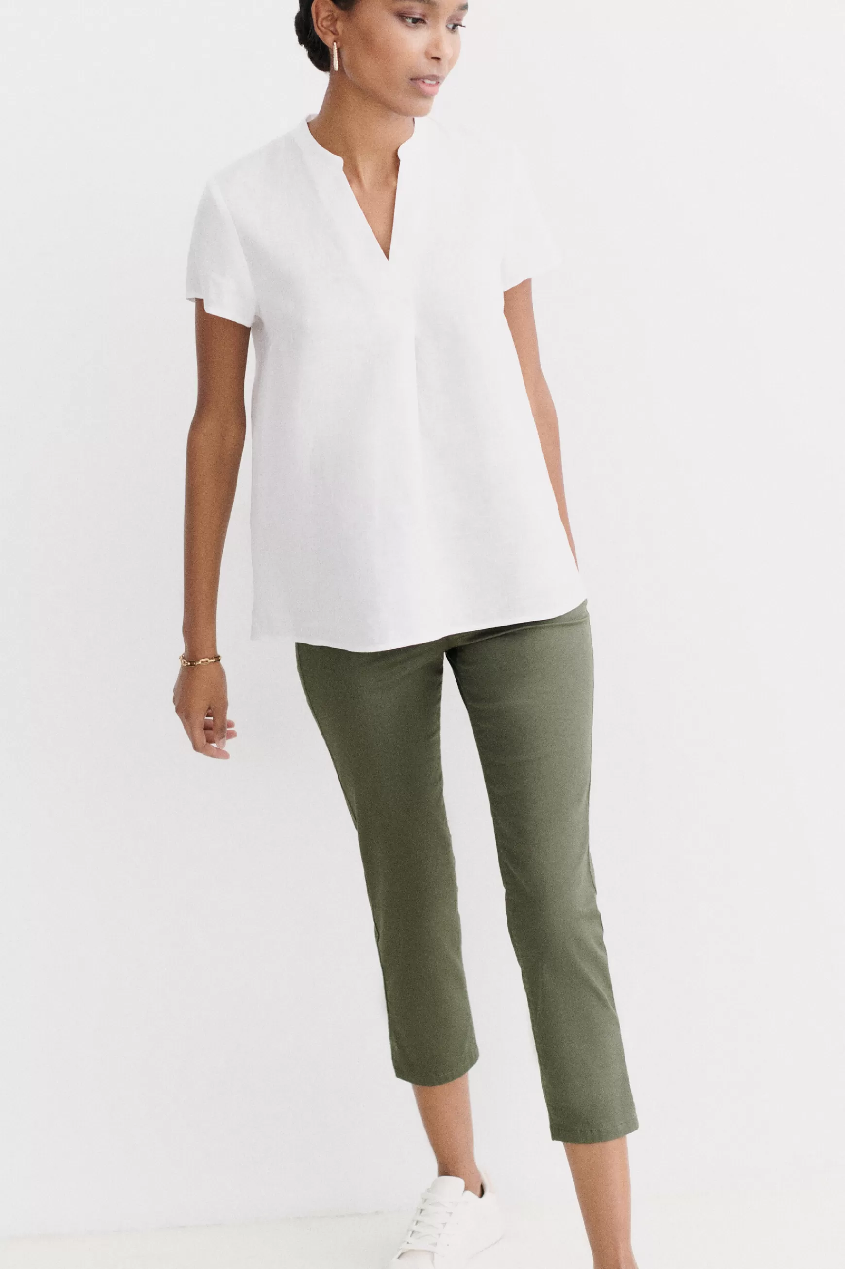 Outlet Pantacourt Mason Vert Kaki Femme Pantalons