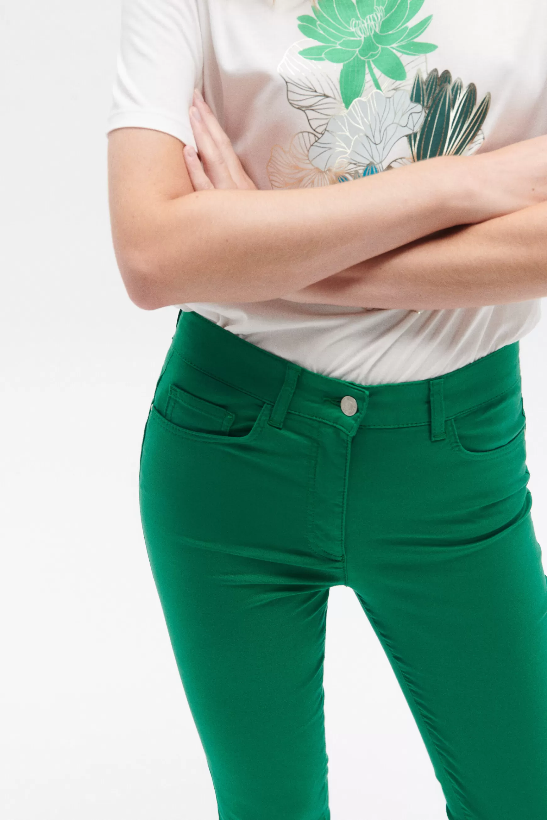 Hot Pantacourt Mason Vert Menthe Femme Pantalons