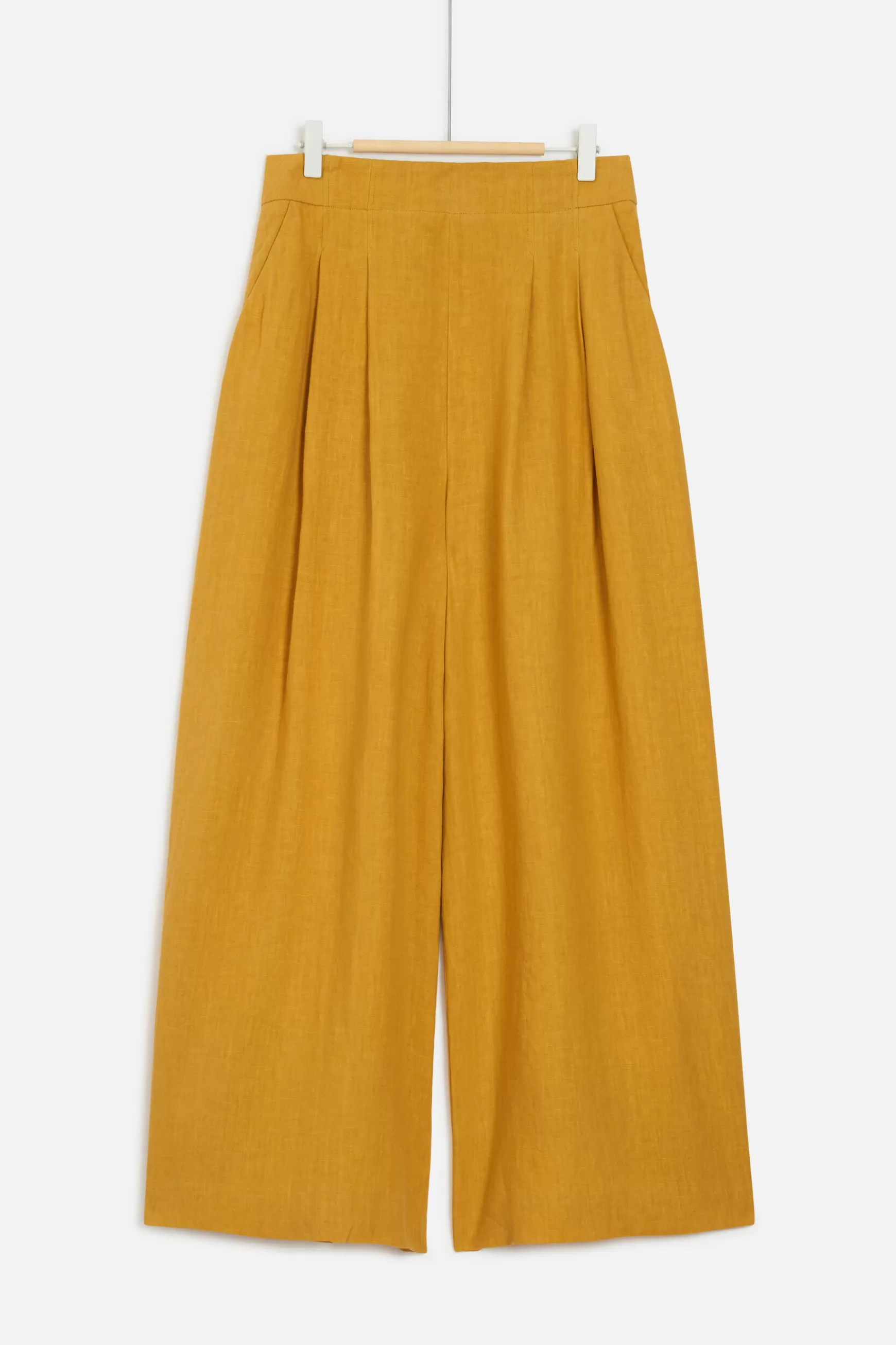 Flash Sale Pantalon Valvano Jupe-Culotte 100% Lin Jaune Or Femme Pantalons