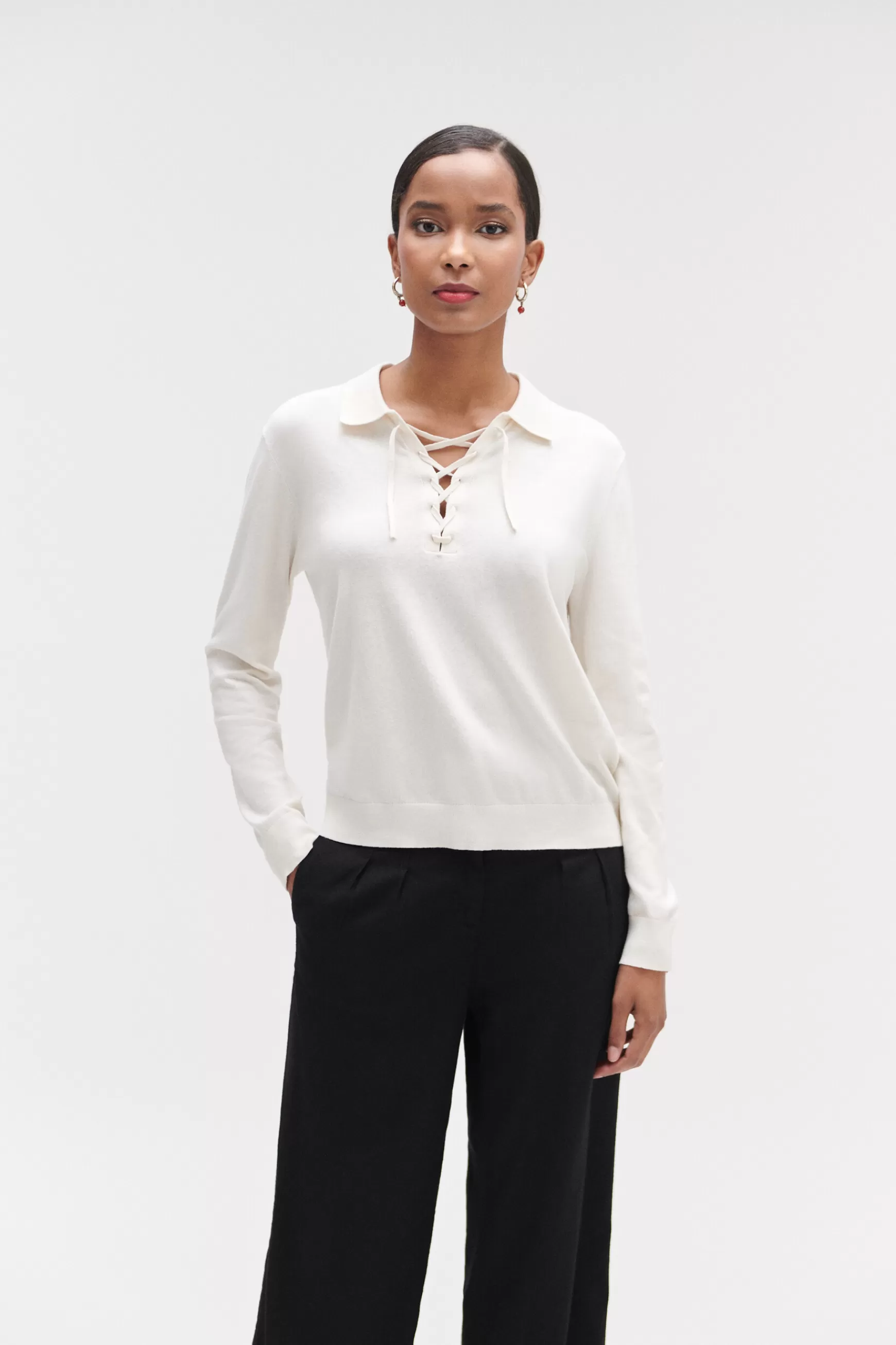 Shop Pull Arthur Col Polo Lace Femme Pulls