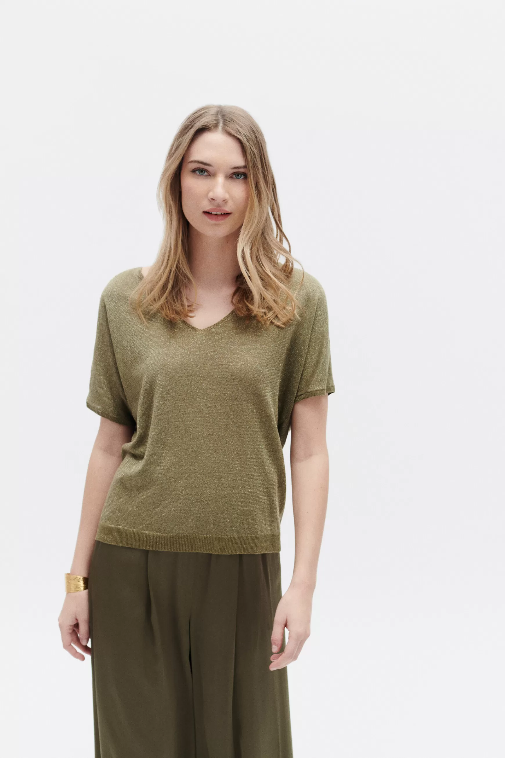 Sale Pull Milane Vert Olive Femme Pulls