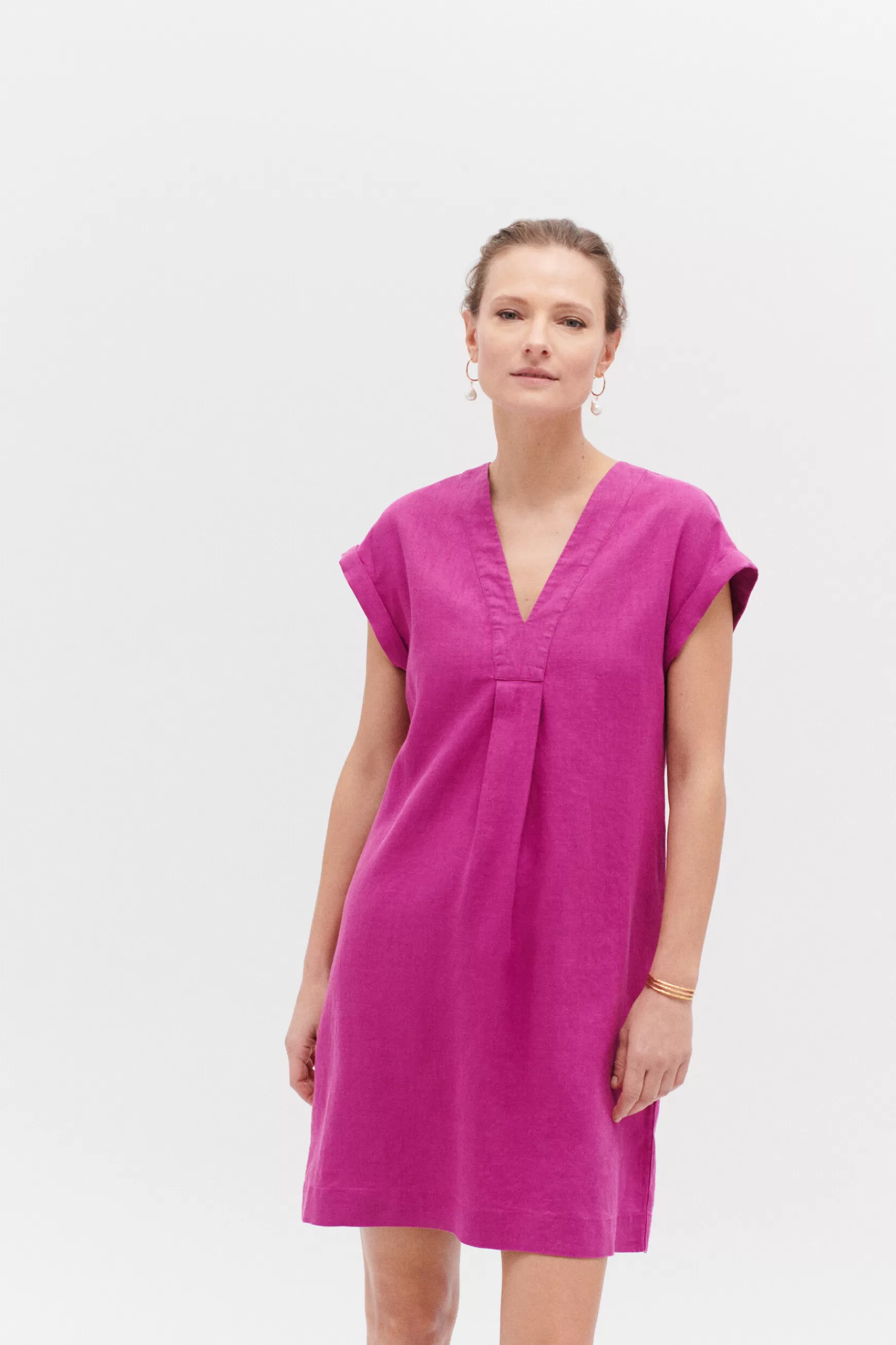 Online Robe Mirabelle 100% Lin Violet Femme Robes