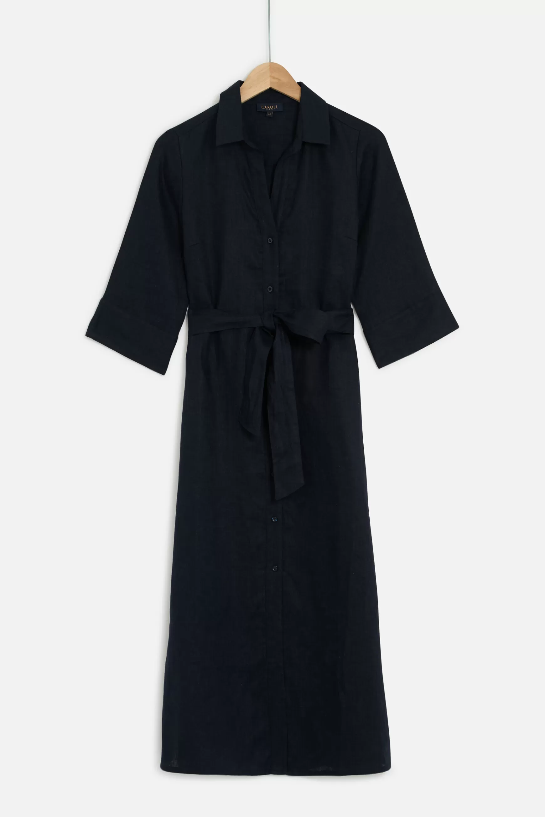 Sale Robe Yana 100% Lin Bleu Marine Femme Robes