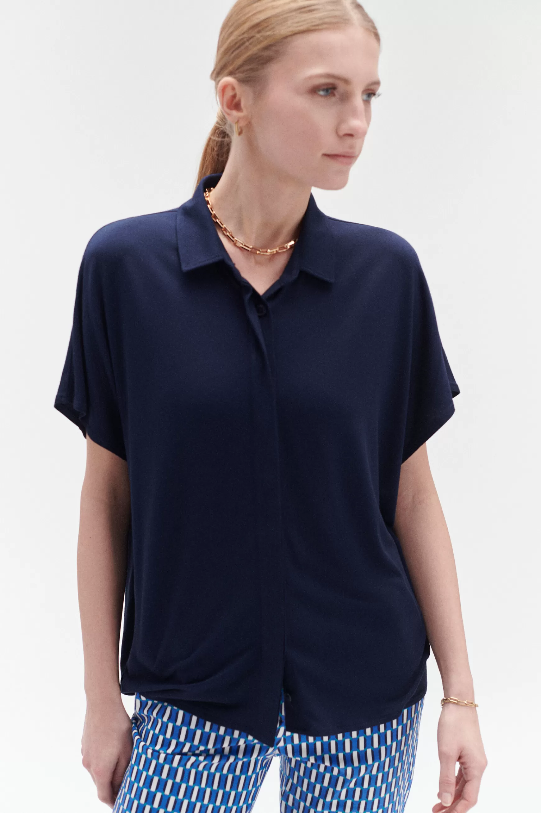 Cheap Tee-Shirt Isabella Bleu Marine Femme Tops Et T-Shirts