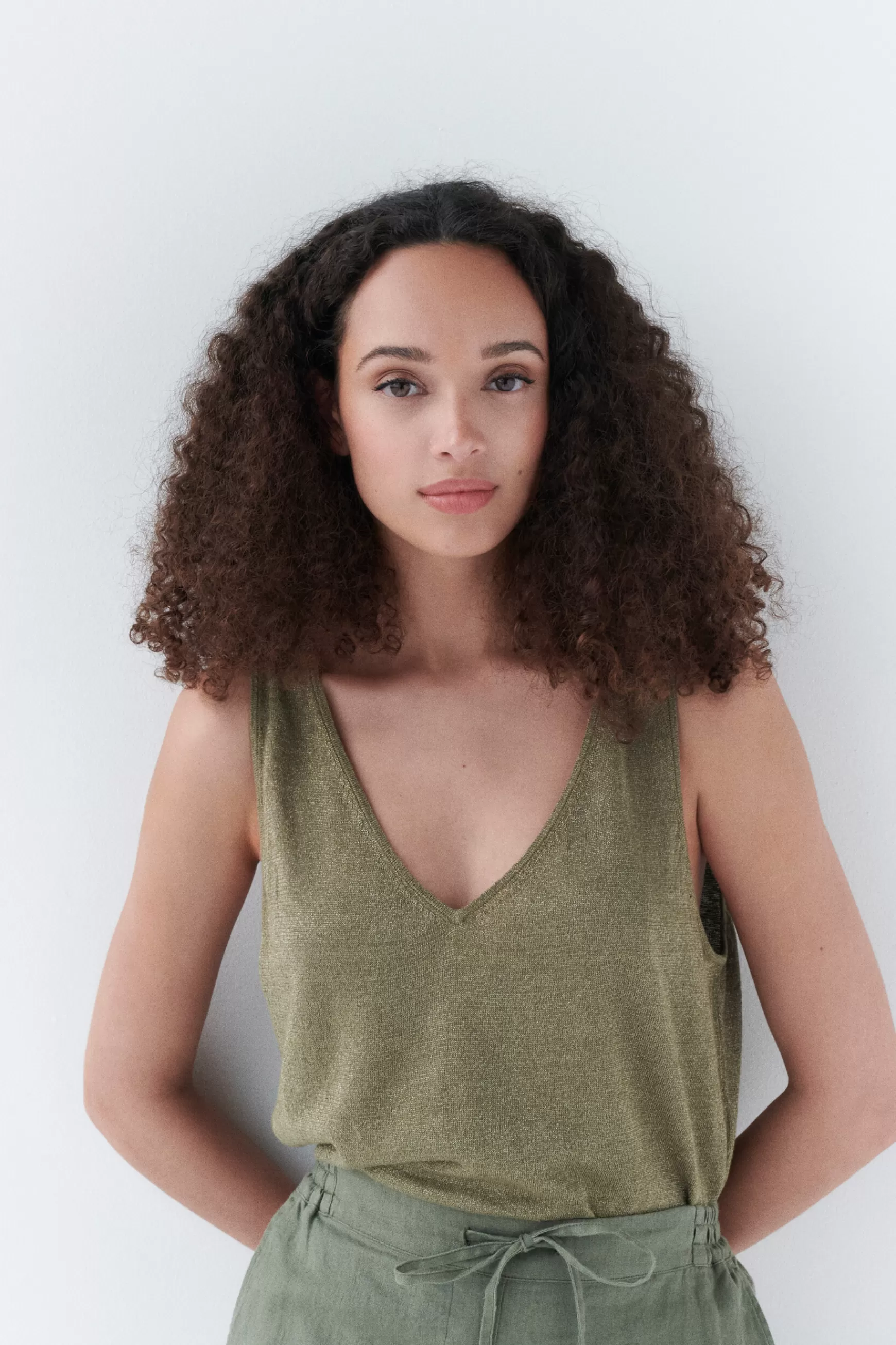 Best Sale Top Nolwenn Vert Olive Femme Tops Et T-Shirts