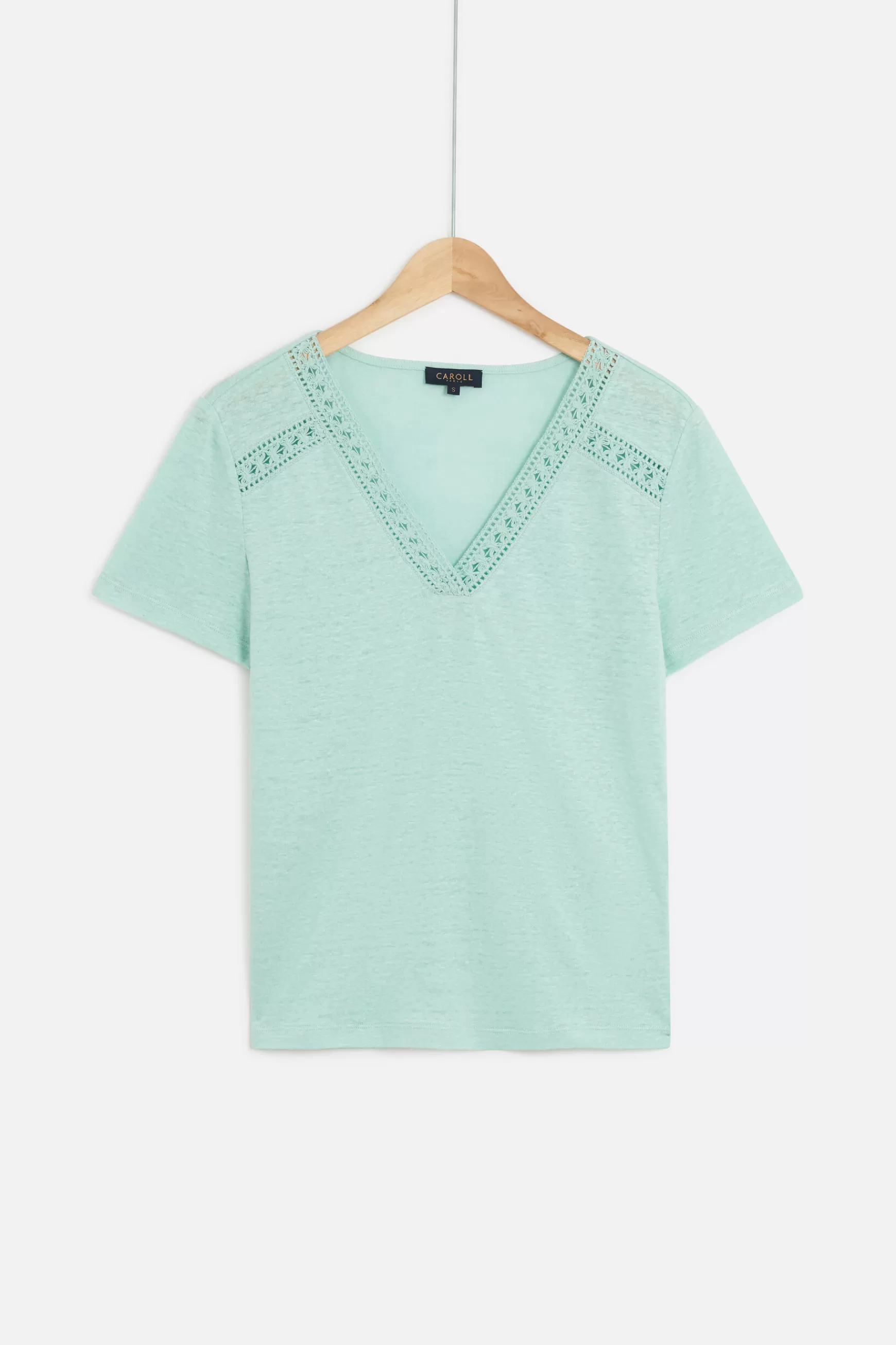 Outlet T-Shirt Lolita 100% Lin Vert Menthe Femme Tops Et T-Shirts