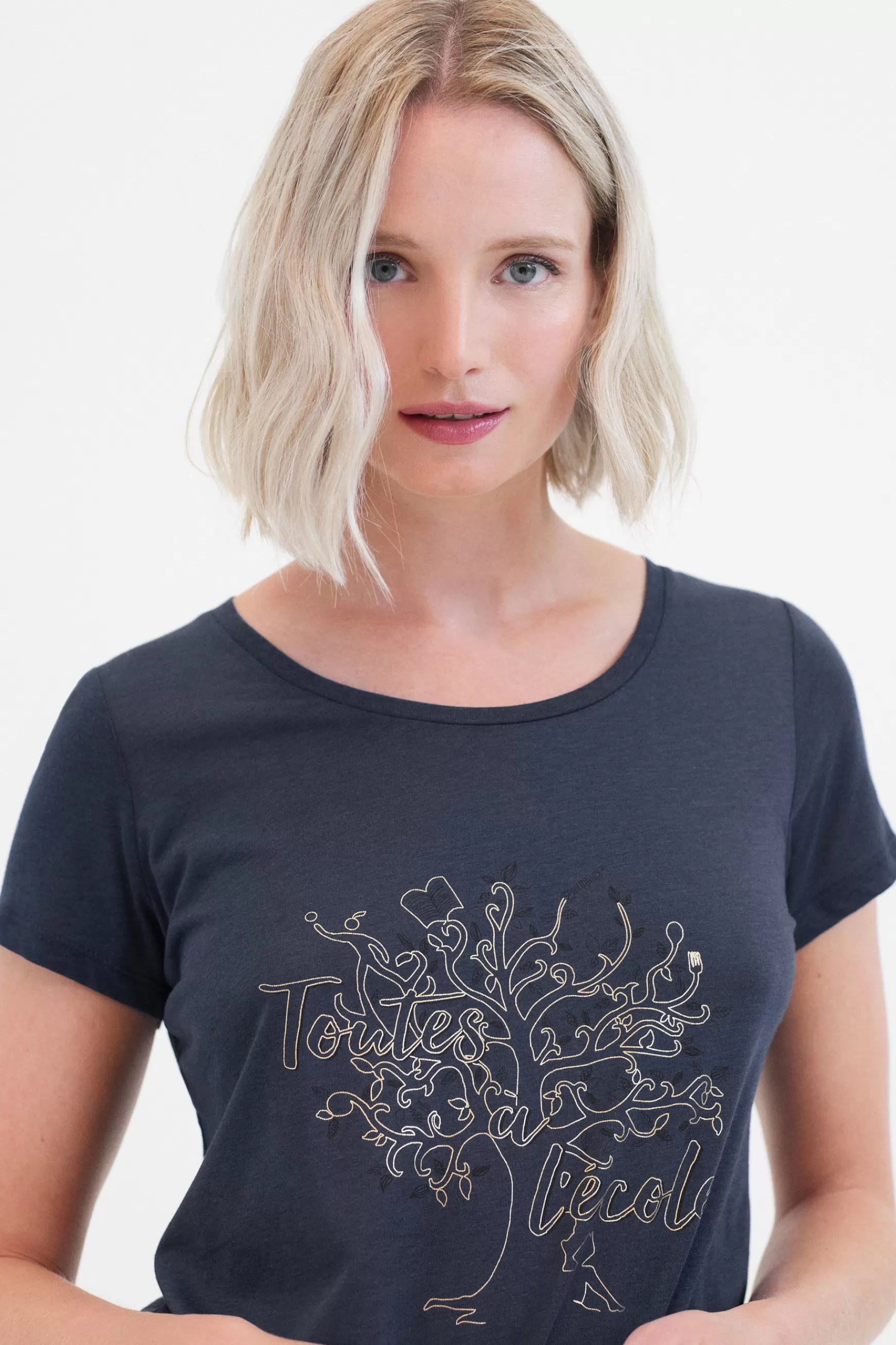 Flash Sale T-Shirt Nessa Bleu Marine Femme Tops Et T-Shirts