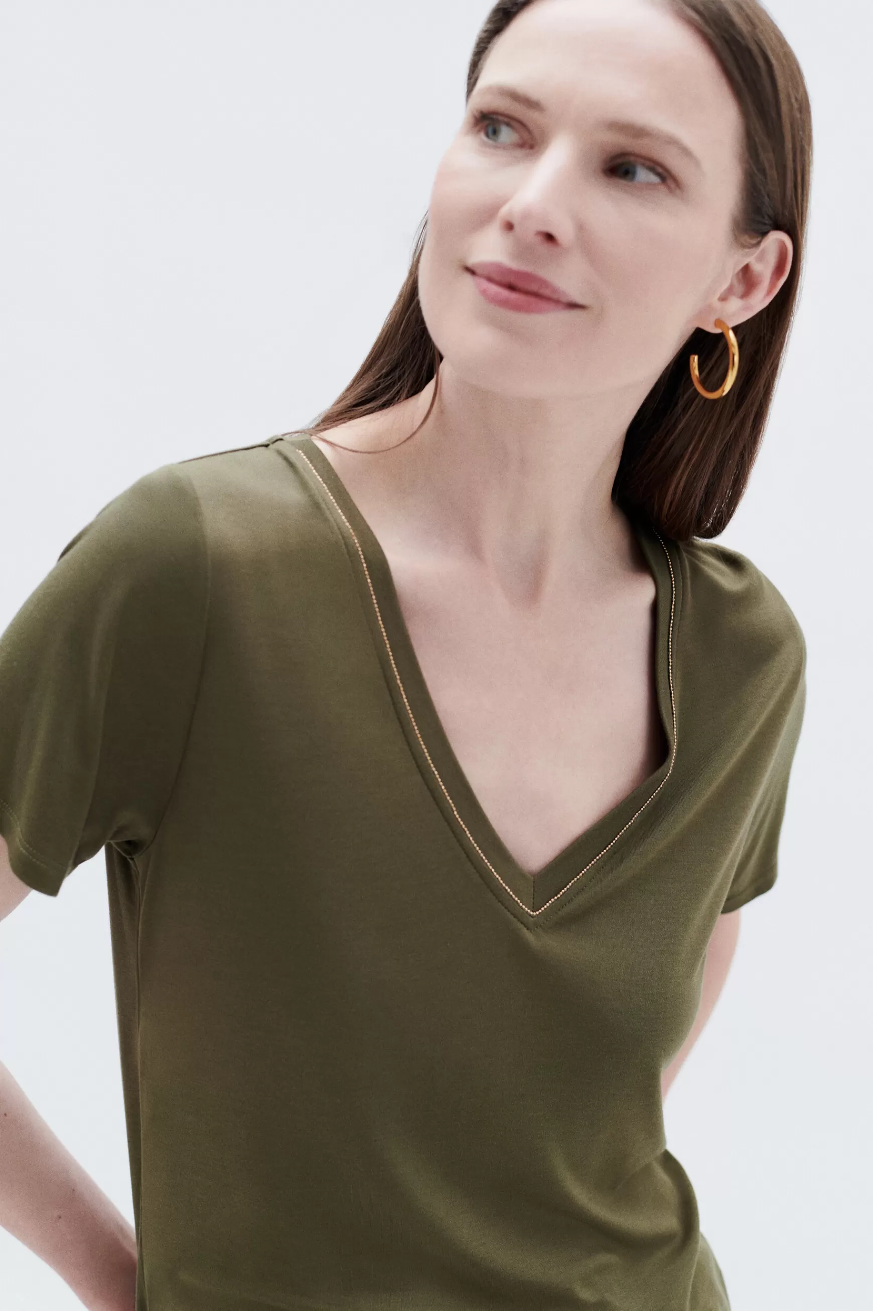 New T-Shirt Taylor Vert Olive Femme Tops Et T-Shirts